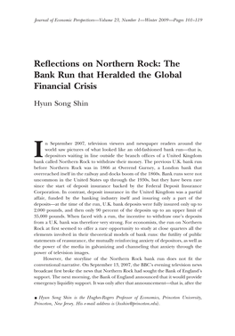 Reflections on Northern Rock: the Bank Run That Heralded the Global