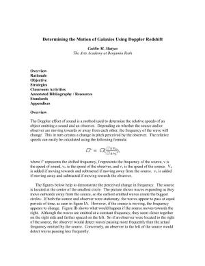 Determining the Motion of Galaxies Using Doppler Redshift