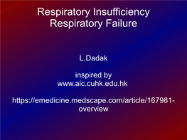 Respiratory Insufficiency Respiratory Failure