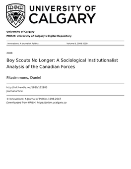 Boy Scouts No Longer: a Sociological Institutionalist Analysis of the Canadian Forces