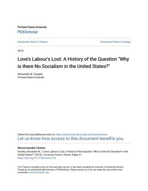 Love's Labour's Lost: a History of the Question "Why Is There No Socialism in the United States?"