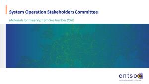 System Operation Stakeholders Committee