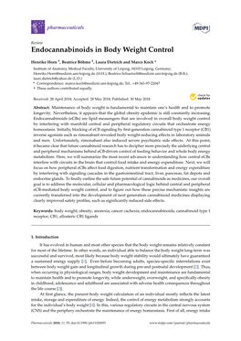 Endocannabinoids in Body Weight Control