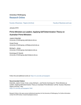 Prime Ministers As Leaders: Applying Self-Determination Theory on Australian Prime Ministers