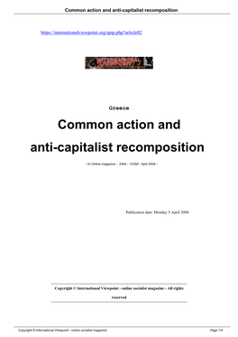 Common Action and Anti-Capitalist Recomposition