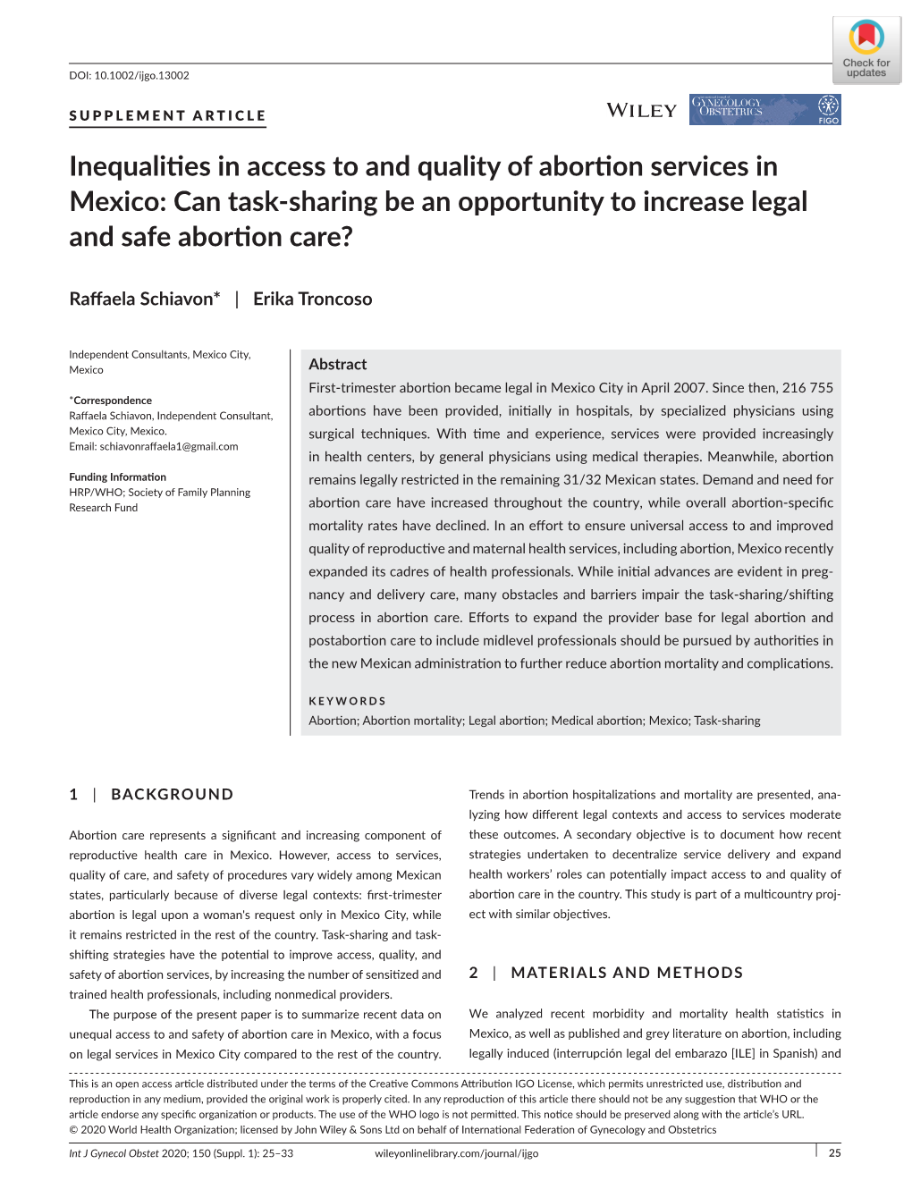 Inequalities in Access to and Quality of Abortion Services in Mexico: Can Task-­Sharing Be an Opportunity to Increase Legal and Safe Abortion Care?