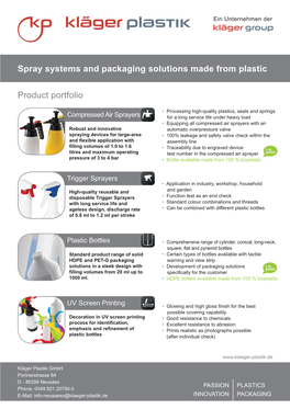 Spray Systems and Packaging Solutions Made from Plastic Product