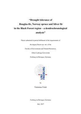 “Drought Tolerance of Douglas-Fir, Norway Spruce and Silver Fir in the Black Forest Region – a Dendrochronological Analysis”