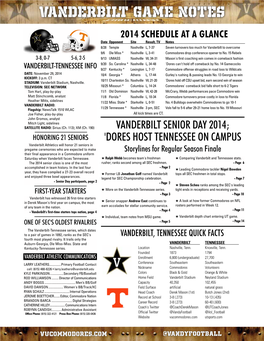 Vanderbilt GAME NOTES