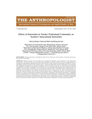 THE ANTHROPOLOGIST International Journal of Contemporary and Applied Studies of Man