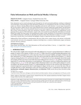 False Information on Web and Social Media: a Survey