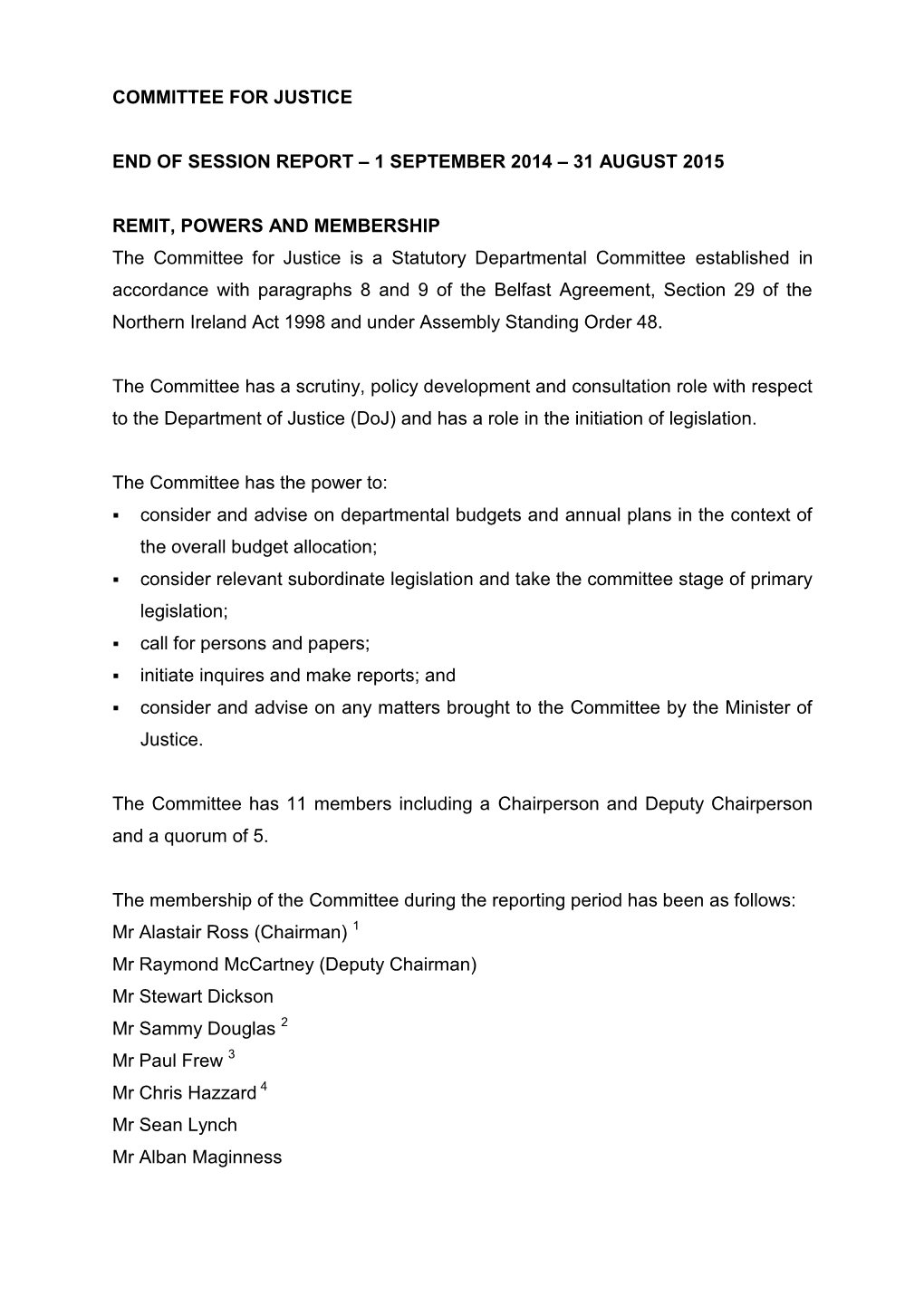 Committee for Justice End of Session Report – 1