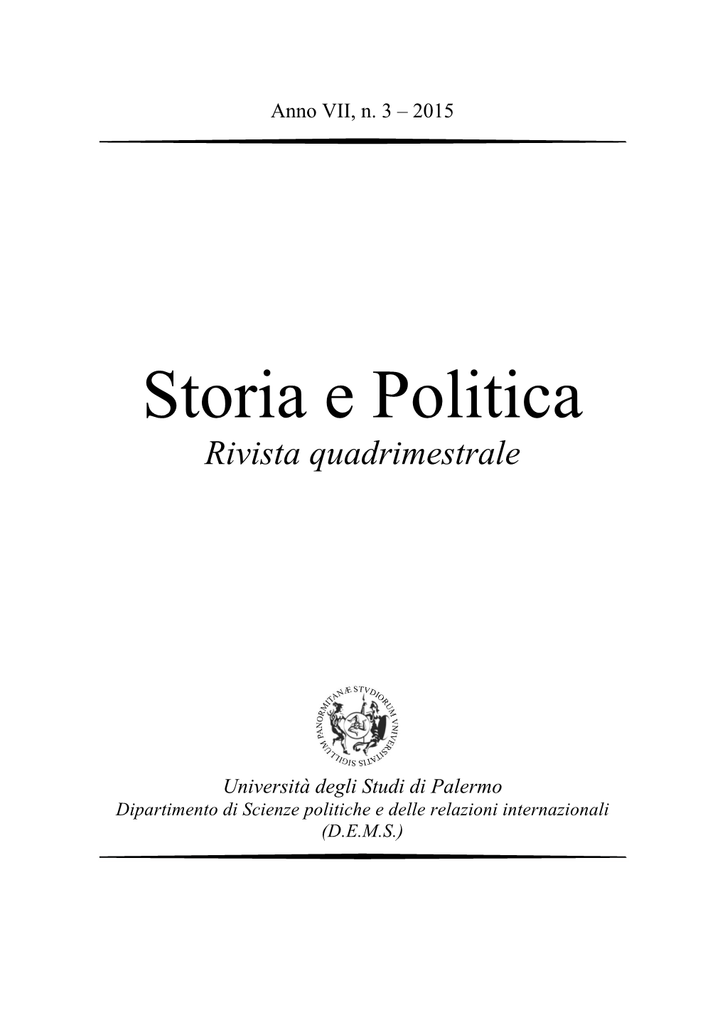 Storia E Politica Rivista Quadrimestrale