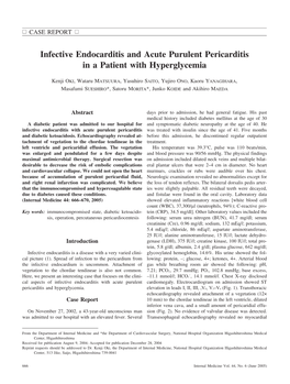 Infective Endocarditis and Acute Purulent Pericarditis in a Patient with Hyperglycemia