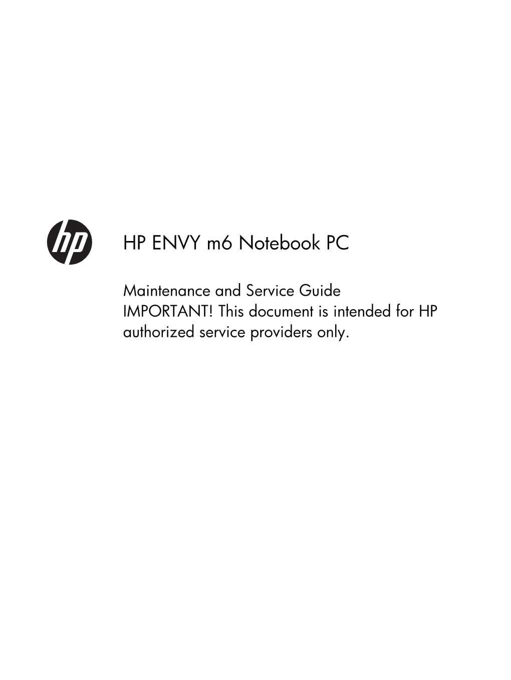 HP ENVY M6 Notebook PC Maintenance and Service Guide