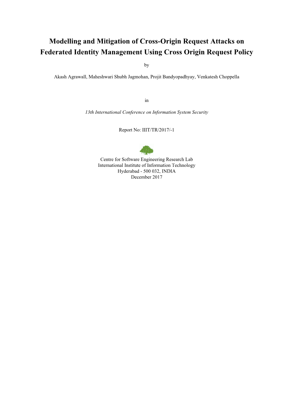 Modelling and Mitigation of Cross-Origin Request Attacks on Federated Identity Management Using Cross Origin Request Policy