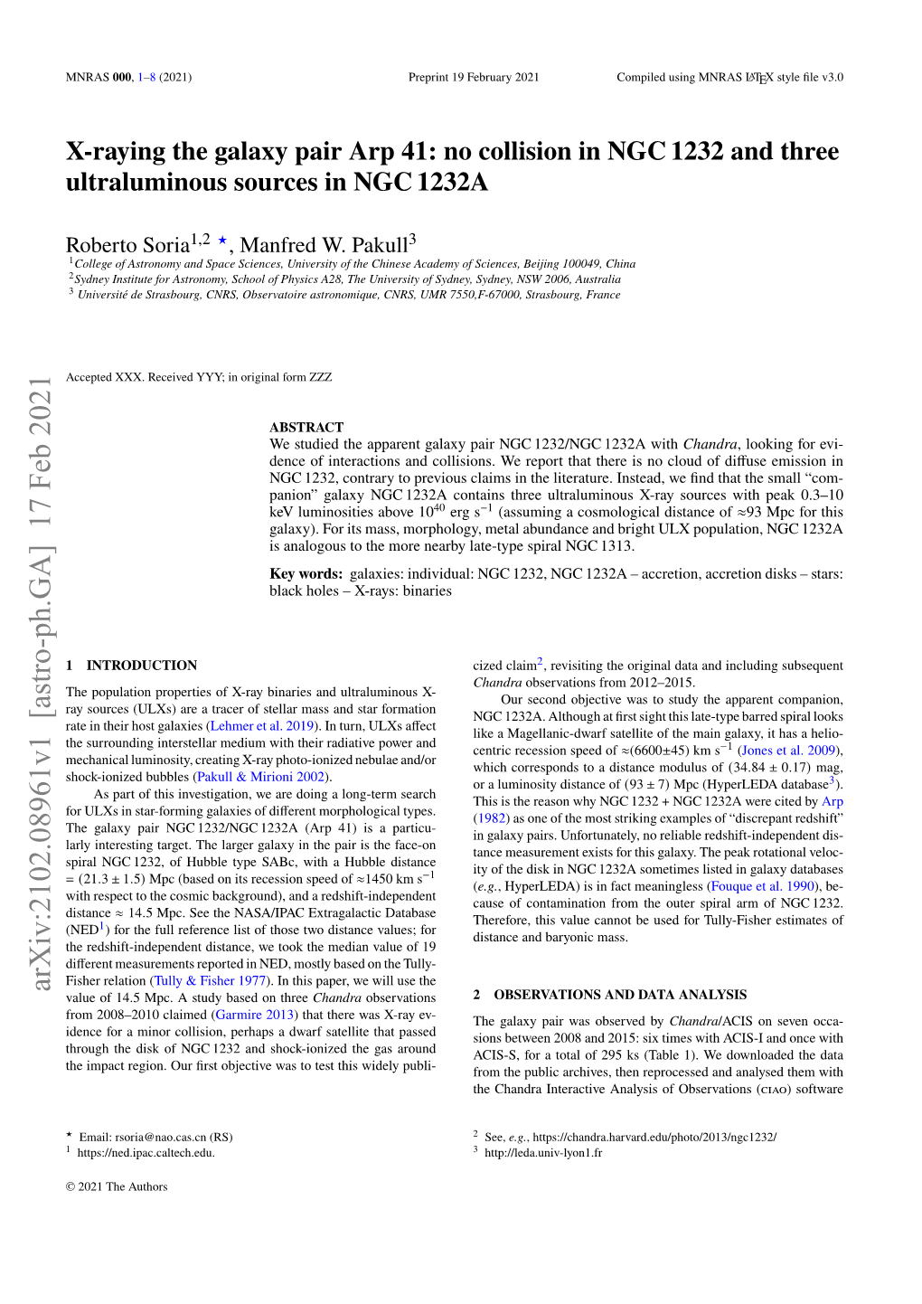 X-Raying the Galaxy Pair Arp 41: No Collision in NGC 1232 and Three Ultraluminous Sources in NGC 1232A