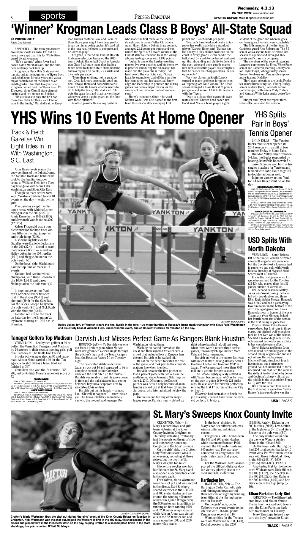 YHS Wins 10 Events at Home Opener