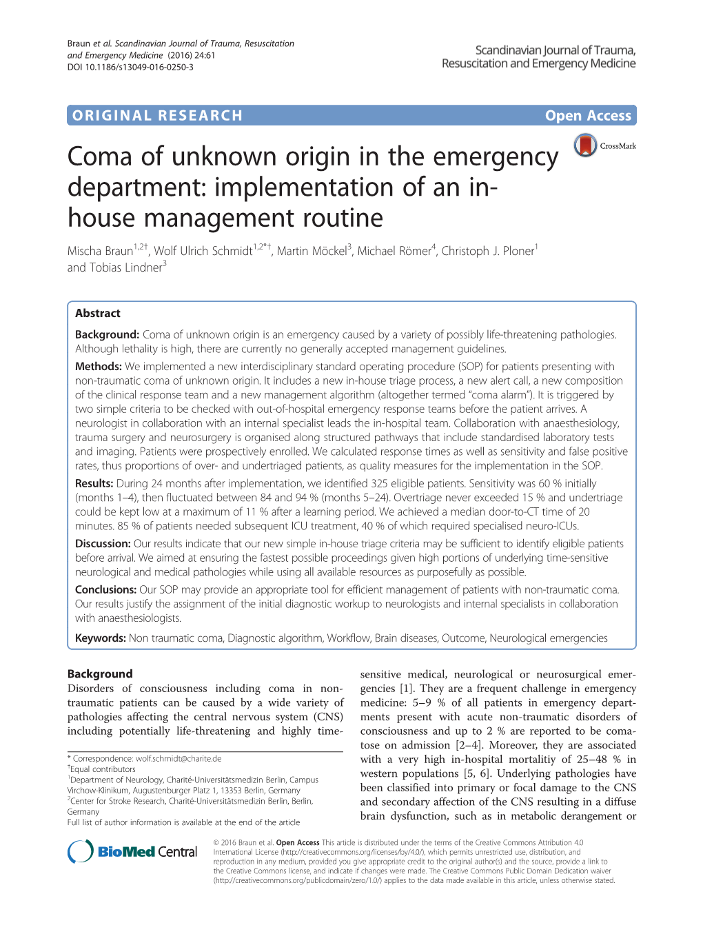 Coma of Unknown Origin in the Emergency Department