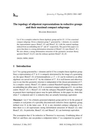 The Topology of Nilpotent Representations in Reductive Groups and Their Maximal Compact Subgroups