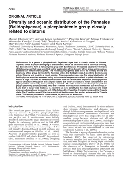 Bolidophyceae), a Picoplanktonic Group Closely Related to Diatoms