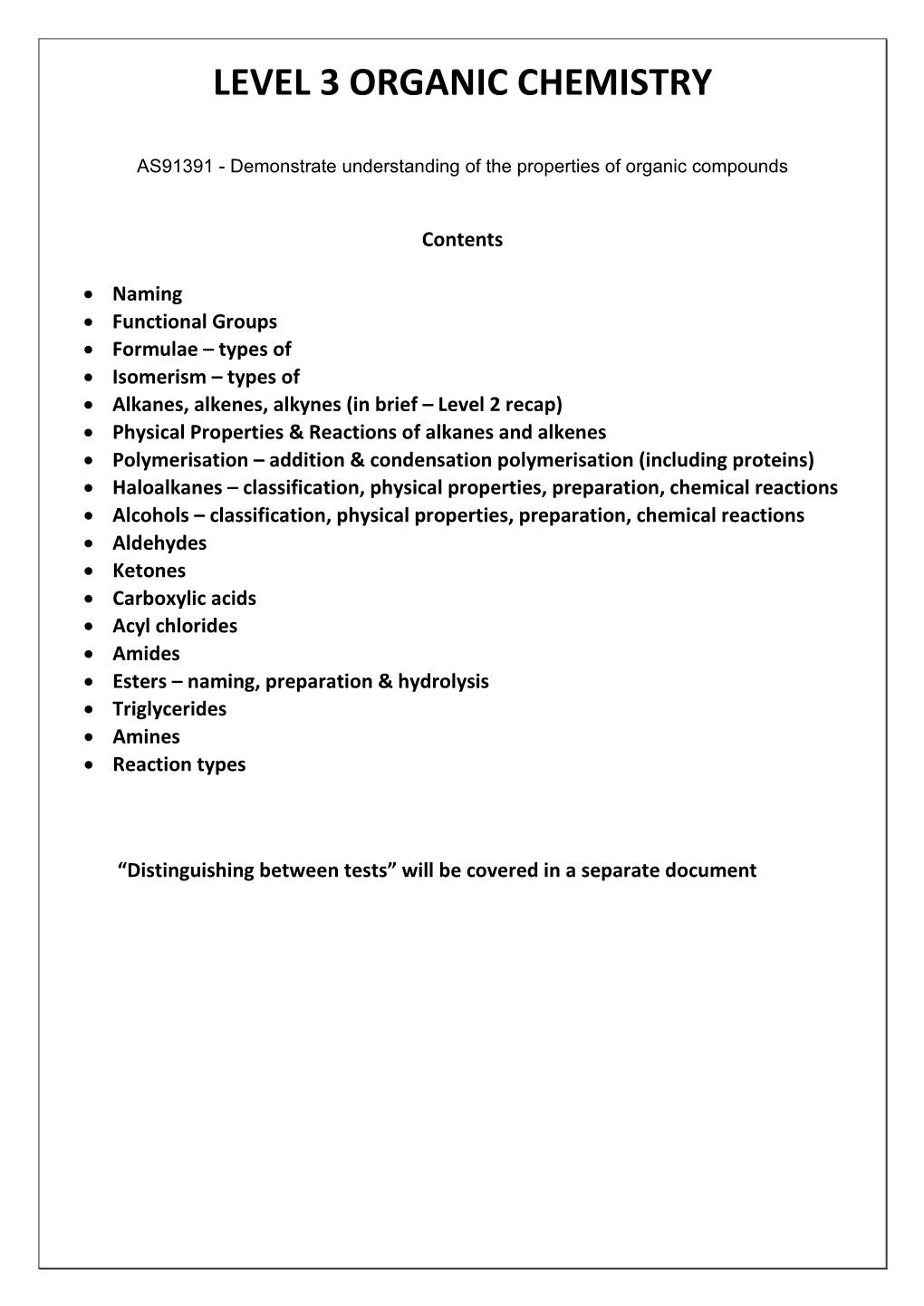 Level 3 Organic Chemistry