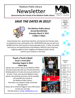 Newsletter Sponsored by the Friends of the Madison Public Library