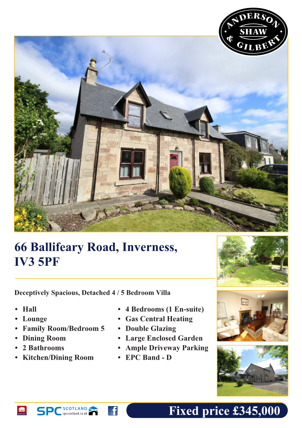 Fixed Price £345,000 66 Ballifeary Road, Inverness, IV3