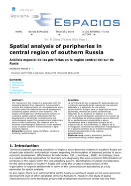 Spatial Analysis of Peripheries in Central Region of Southern Russia