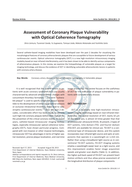 Assessment of Coronary Plaque Vulnerability with Optical Coherence Tomography