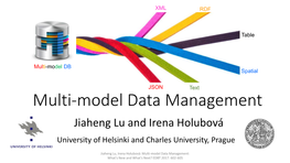 Multi-Model Data Management, What's New and What's Next