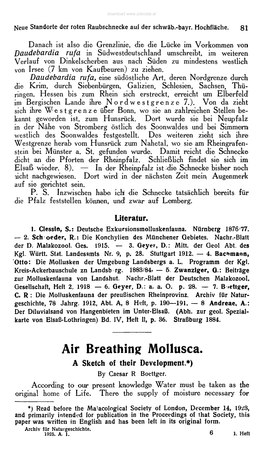 Air Breathing Mollusca. a Sketch of Their Development.*) by Caesar R Boettger