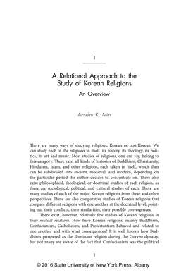 A Relational Approach to the Study of Korean Religions an Overview