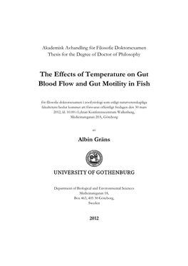 The Effects of Temperature on Gut Blood Flow and Gut Motility in Fish