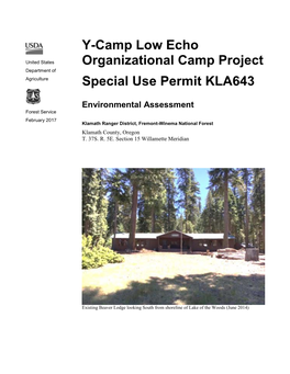 Y-Camp Low Echo Organizational Camp Project Special Use Permit