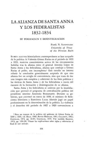 La Alianza De Santa Anna Y Los Federalistas 1832-1834