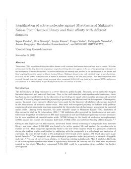Identification of Active Molecules Against Mycobacterial Shikimate