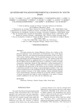 Quaternary Palaeoenvironmental Changes in South Spain