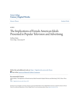 The Implications of Female American Ideals Presented in Popular Television and Advertising