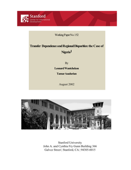 Transfer Dependence and Regional Disparities: the Case of Nigeria1