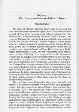 Xinjiang: the History and Context of Modern Issues