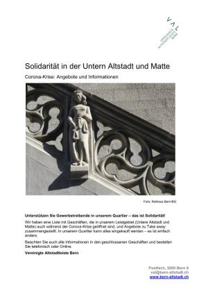 Solidarität in Der Untern Altstadt Und Matte Corona-Krise: Angebote Und Informationen