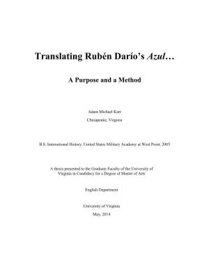 Translating Rubén Darío's Azul…