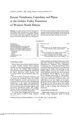 Eocene Vertebrates, Coprolites, and Plants in the Golden Valley Formation of Western North Dakota