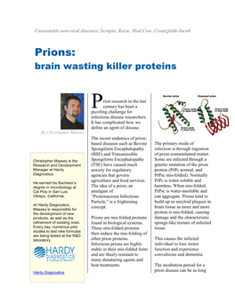 Prions: Brain Wasting Killer Proteins