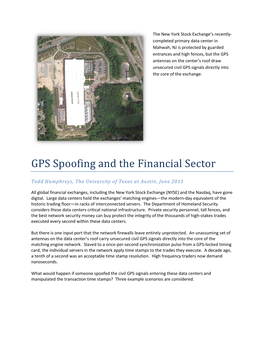 GPS Spoofing and the Financial Sector