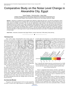 Comparative Study on the Noise Level Change in Alexandria City, Egypt