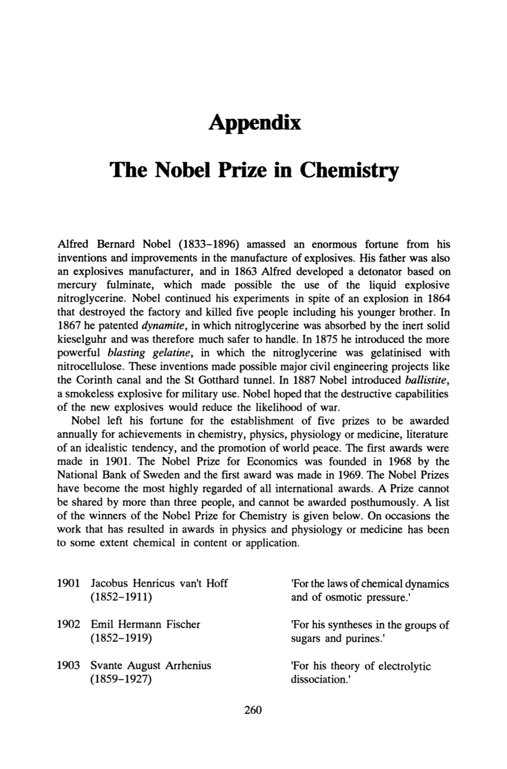Appendix the Nobel Prize in Chemistry