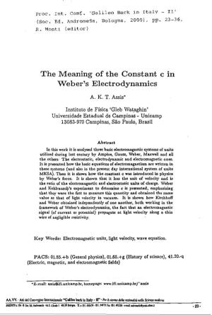 The Meaning of the Constant C in Weber's Electrodynamics