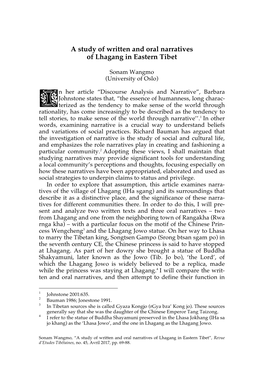 A Study of Written and Oral Narratives of Lhagang in Eastern Tibet